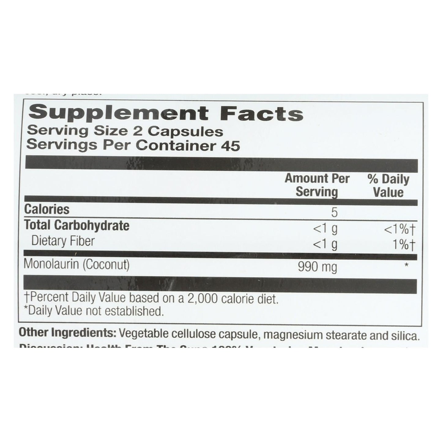 Health From The Sun Monolaurin - 1 Each - 90 Vcap