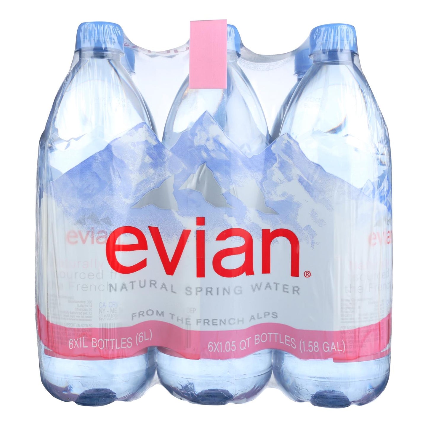 Evian Spring Water - Plastic, 2 Cases of 6 (1L Each)