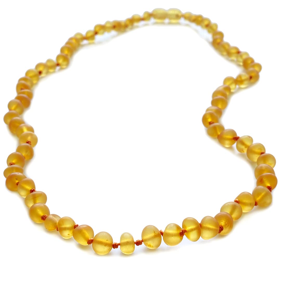 Raw Honey Amber Necklace for Women - HandMade Unpolished Baltic Jewelry for Adult - 18 inch - 100% Genuine (Raw Honey)