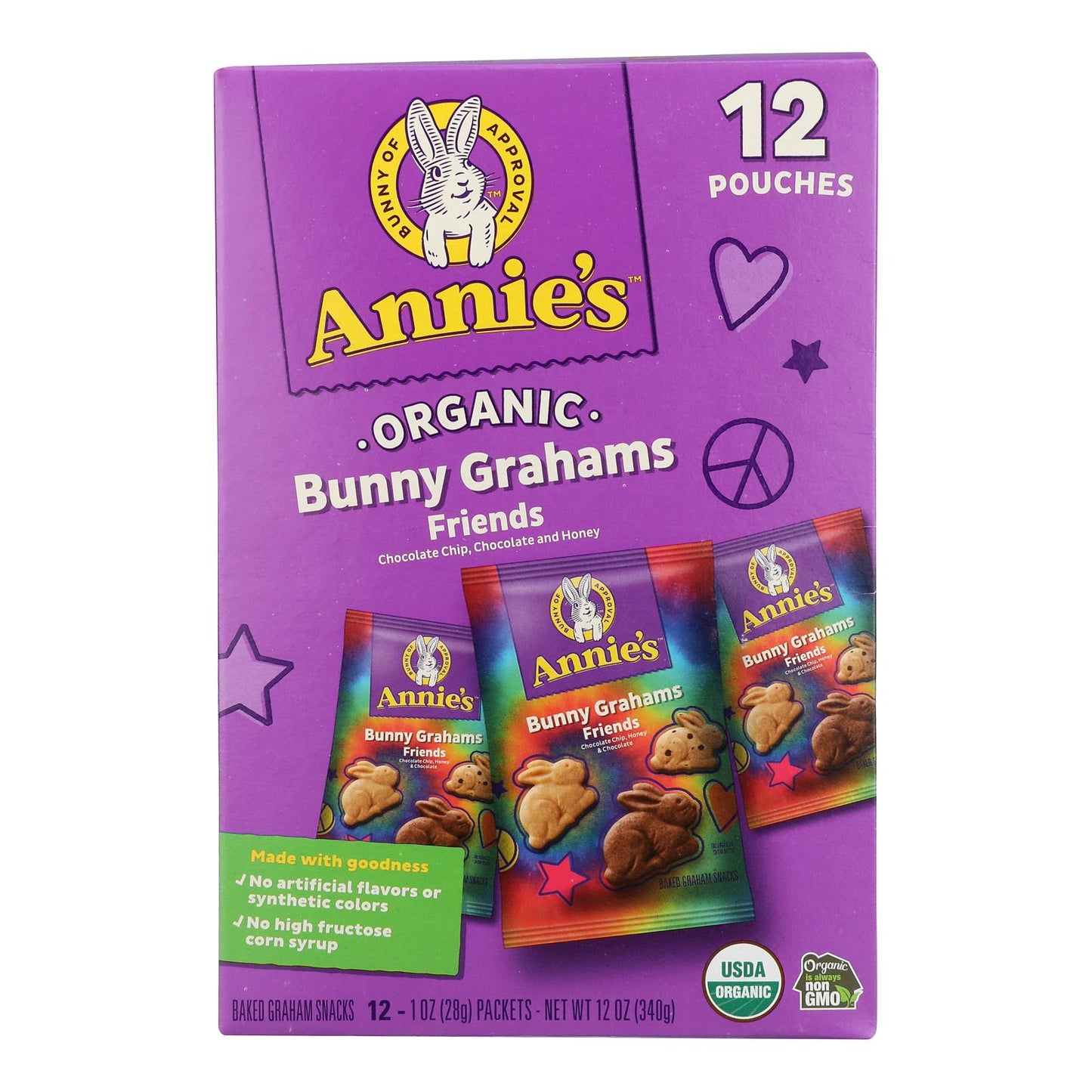 Annie's Organic Bunny Grahams Snack Pack, 12/1 oz, Case of 4