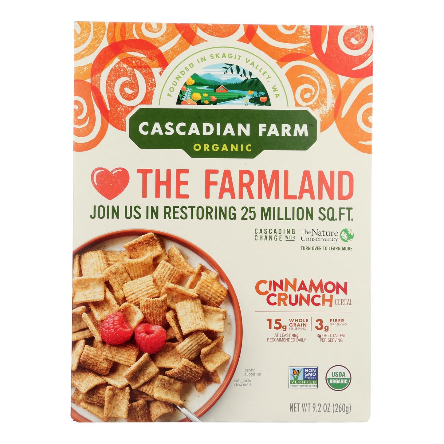 Cascadian Farm Organic Cinnamon Crunch Cereal, 10-Pack