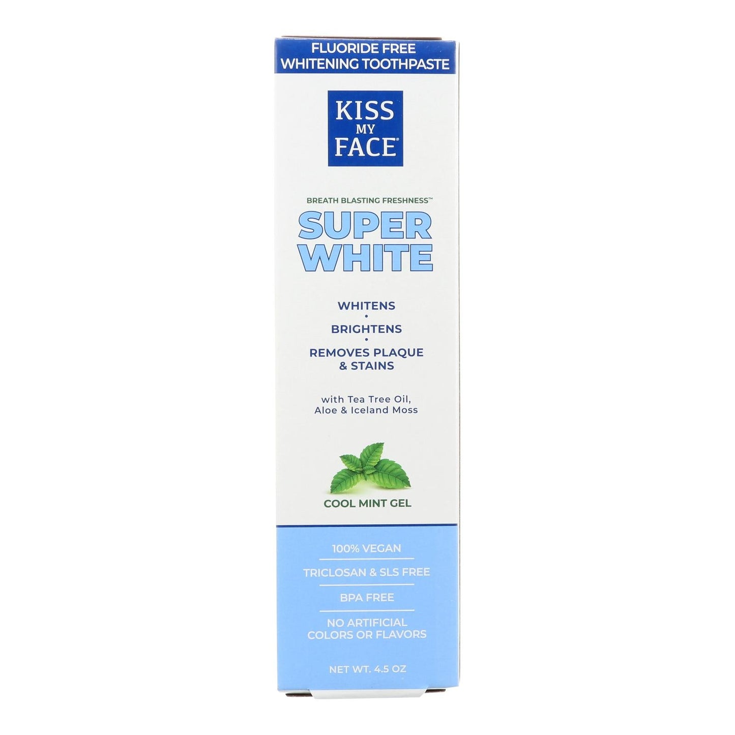 Kiss My Face Whitening Gel Toothpaste, Fluoride-Free 4.5 Oz