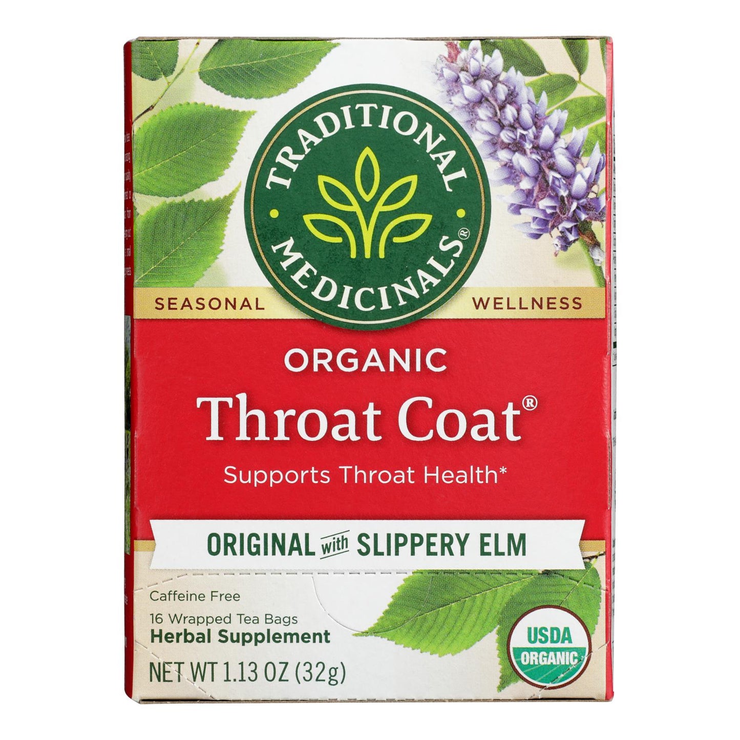 Organic Throat Coat Herbal Tea, 16 Bags, Pack of 6