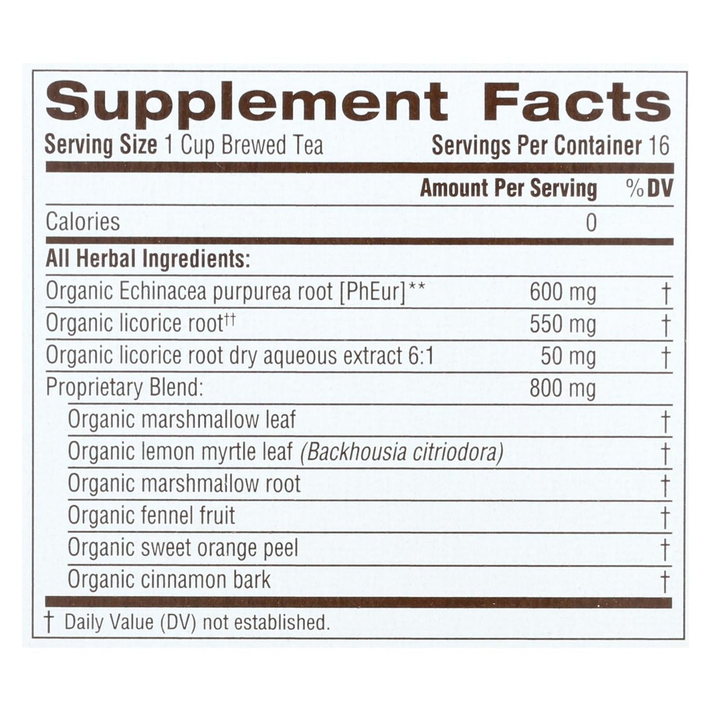 Organic Lemon Echinacea Throat Coat Tea, 16 Bags, 6-Pack