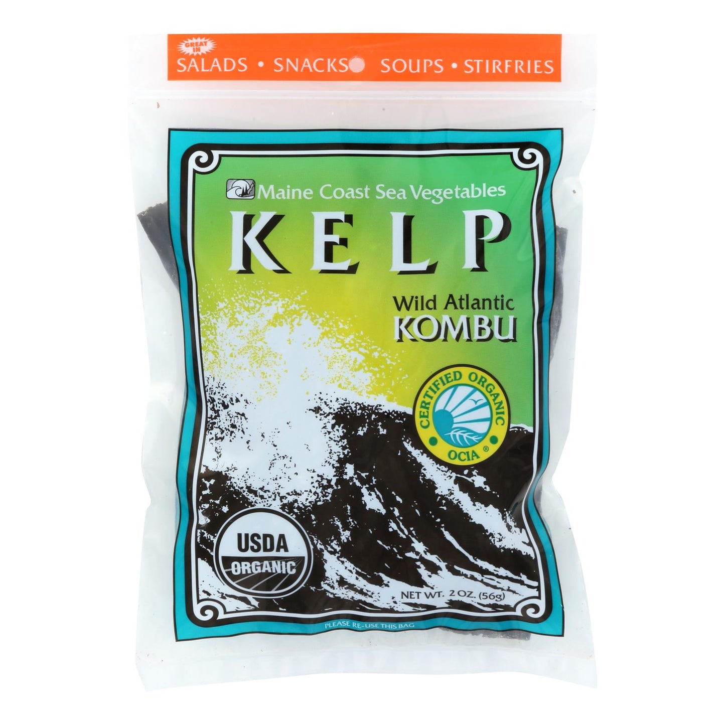 Organic Wild Atlantic Kombu Kelp - Whole Leaf 2 oz