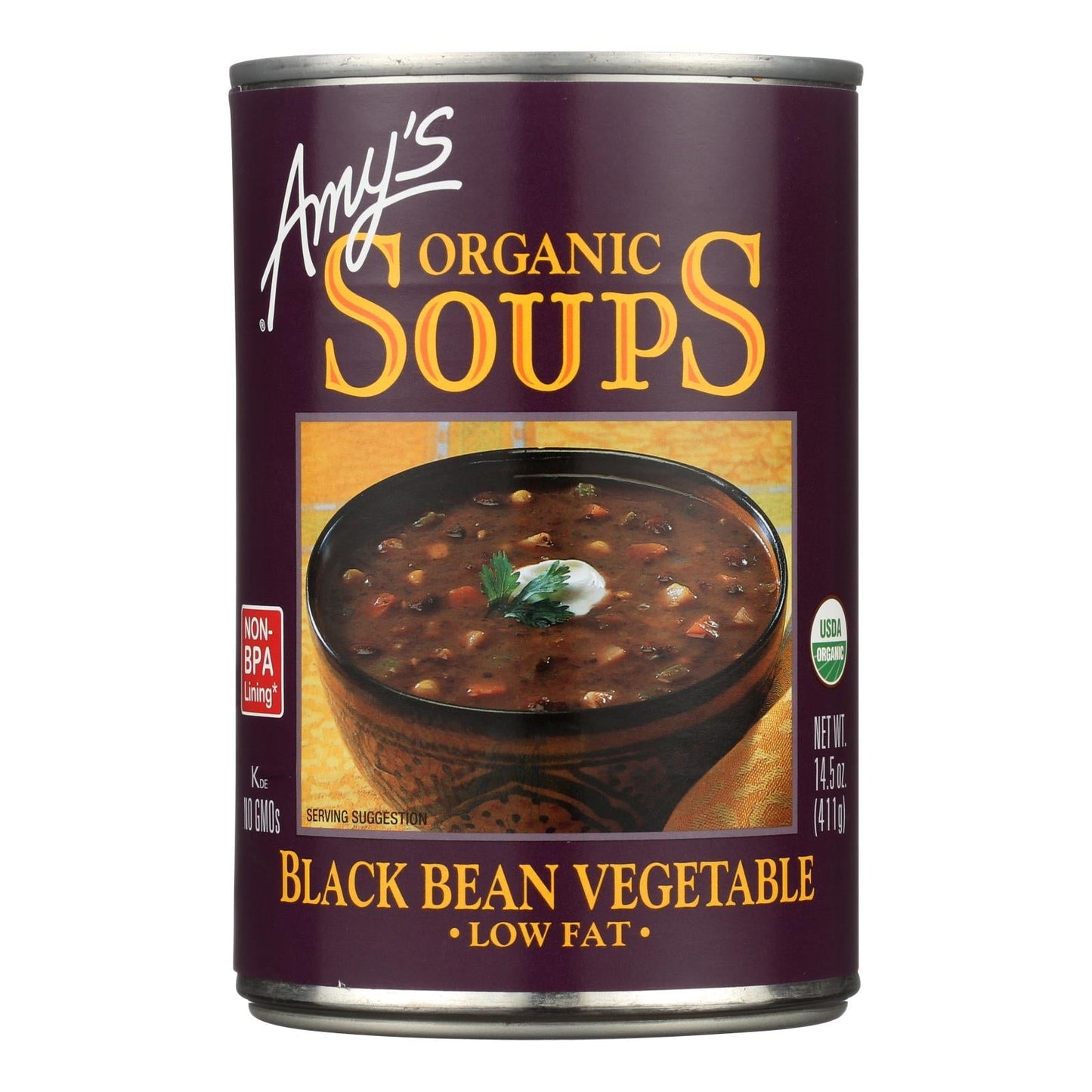 Amy's Organic Low Fat Black Bean Soup, 12-Pack, 14.5 oz