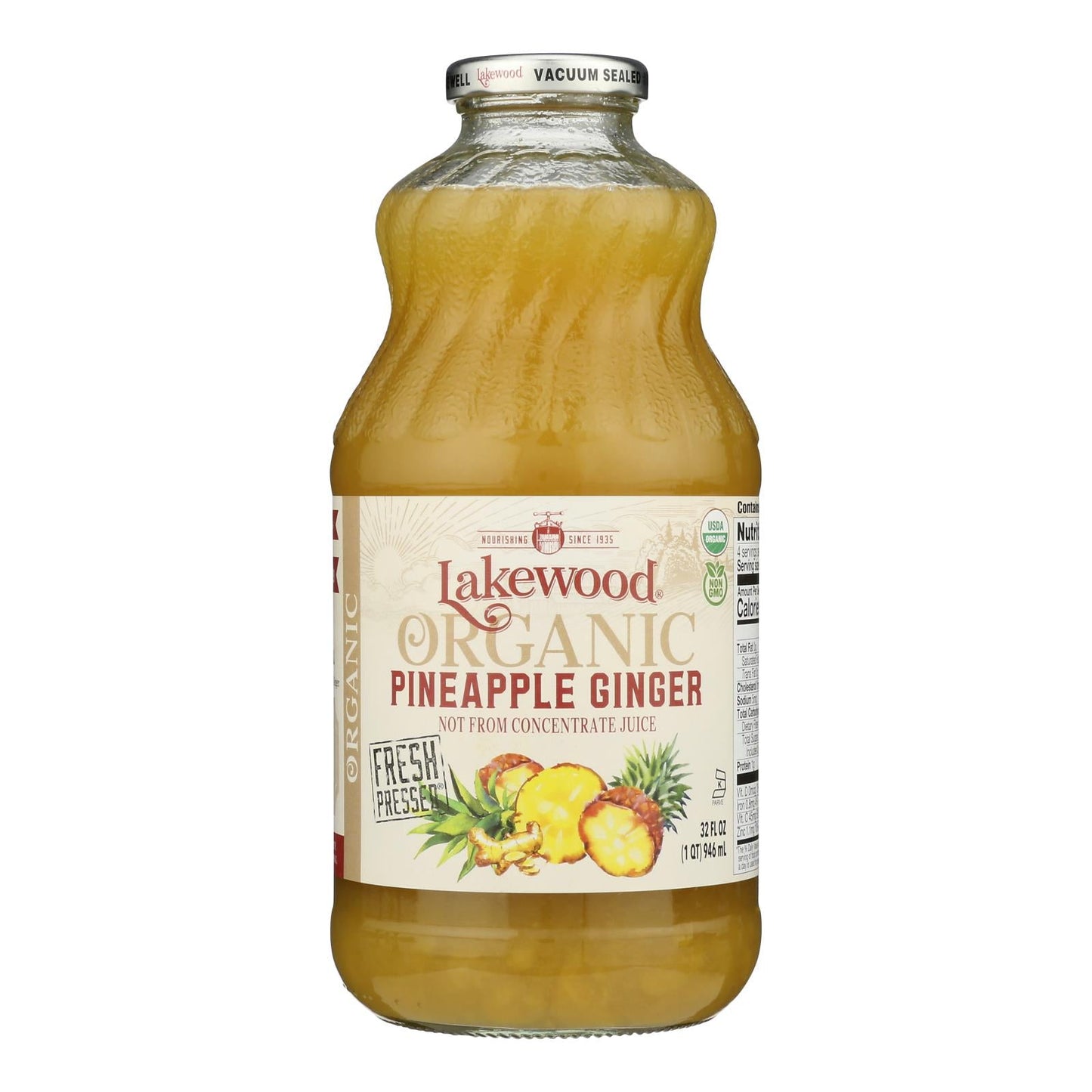 Lakewood - Juice Pineapple Ginger - Case of 6 - 32 OZ