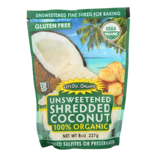 Organic Shredded Coconut, 8 oz, Case of 12 - Let's Do Organics