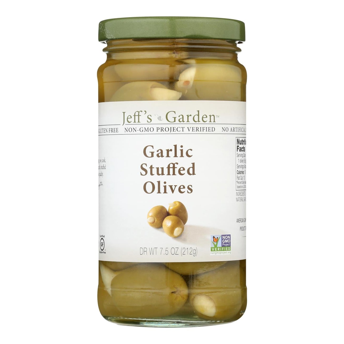 Jeff's Natural Garlic Stuffed Olives - 6 Pack, 7.5 Oz Each