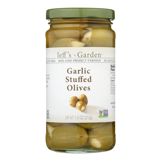 Jeff's Natural Garlic Stuffed Olives - 6 Pack, 7.5 Oz Each
