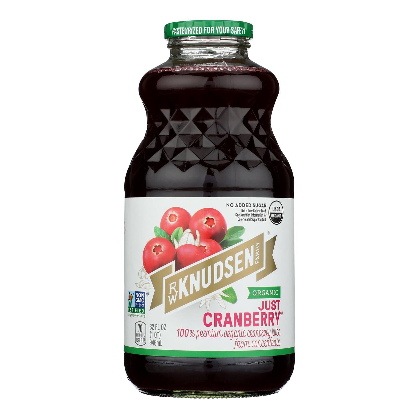 R.W. Knudsen Organic Just Cranberry Juice, 6-Pack, 32 fl oz