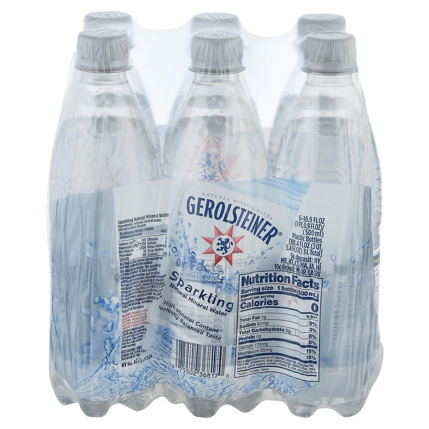Gerolsteiner Sparkling Mineral Water, 16.9 Fl Oz, 4-Pack