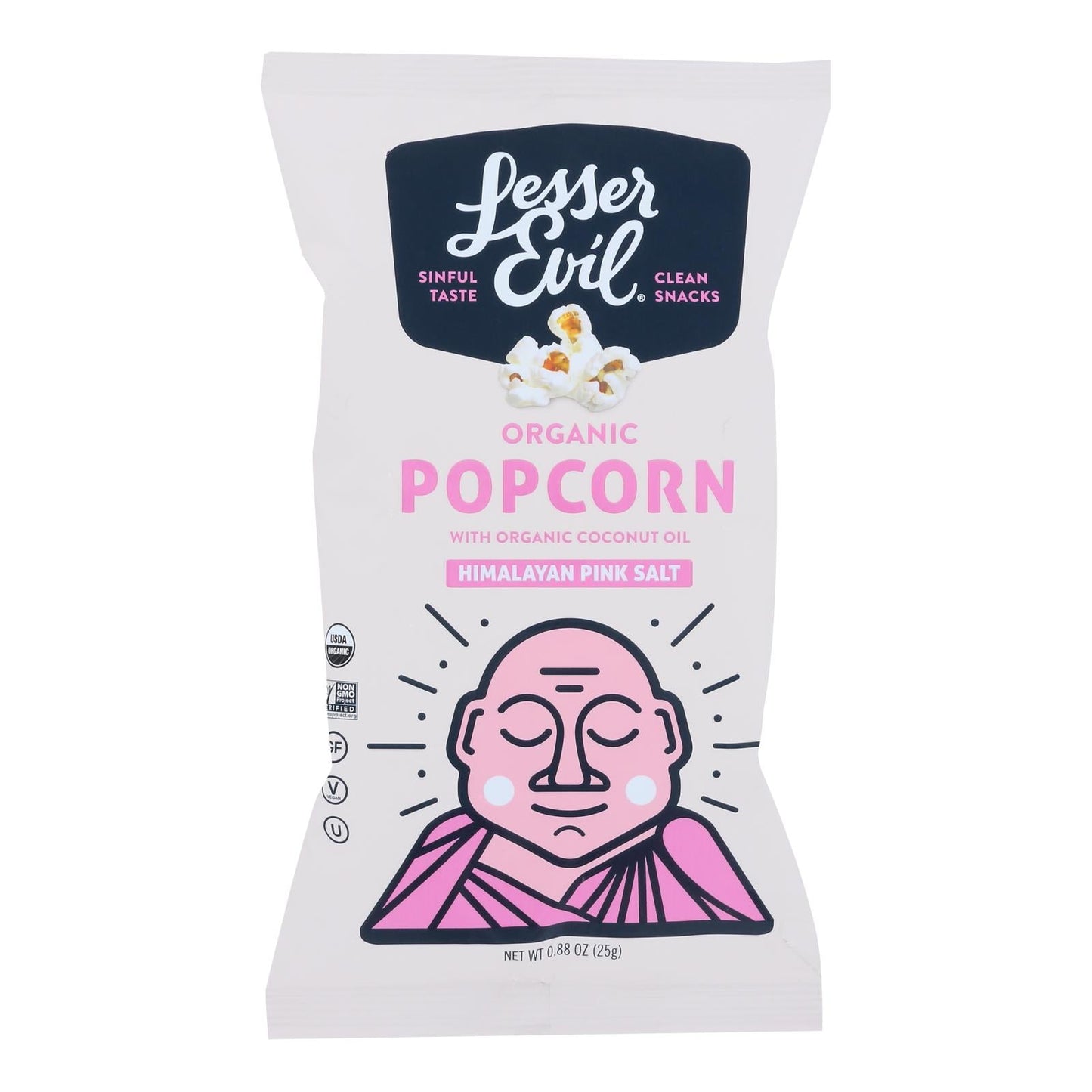 Lesser Evil Organic Himalayan Pink Popcorn .88 Oz, 18 Pack