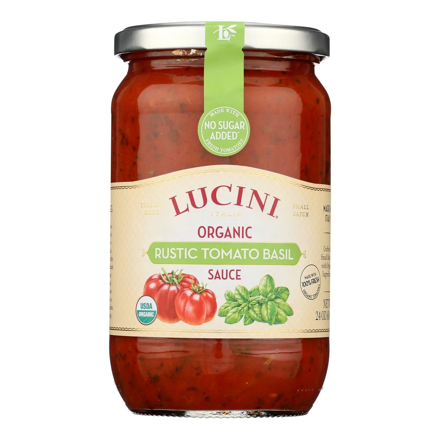 Lucini Organic Tomato Basil Pasta Sauce, 6 Pack - 24 oz Each