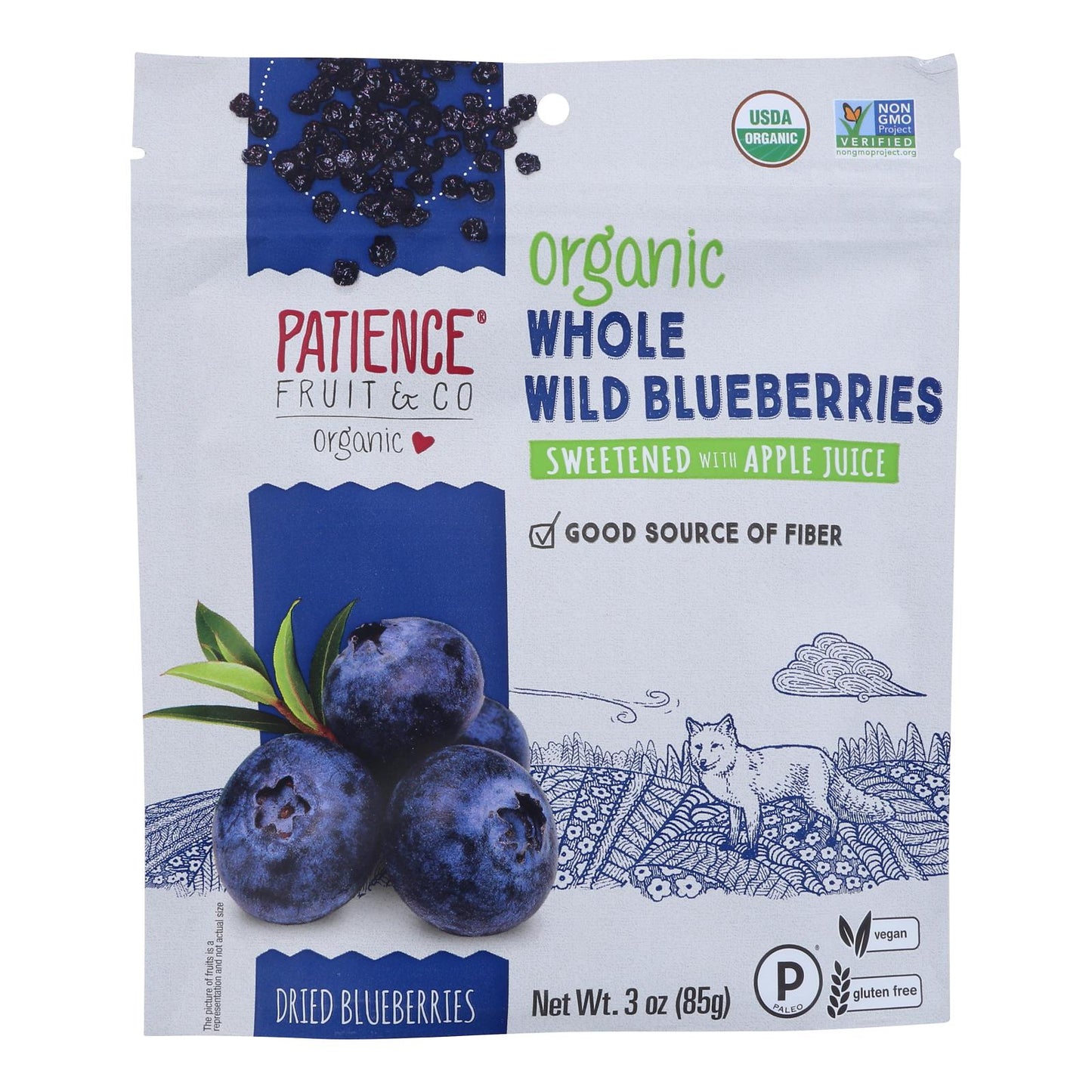 Organic Dried Wild Blueberries - 8 Pack (3 Oz Each)