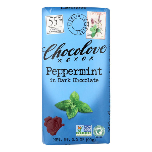 Chocolove Xoxox Dark Peppermint Chocolate Bars, 3.2oz, 12-Pack