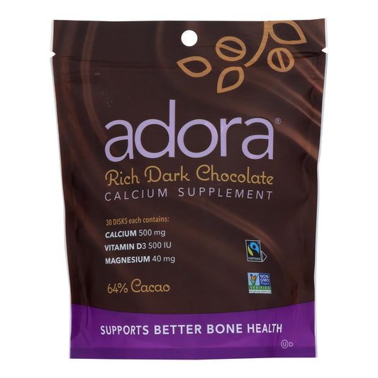 Adora Dark Chocolate Calcium Disks - 30 Count