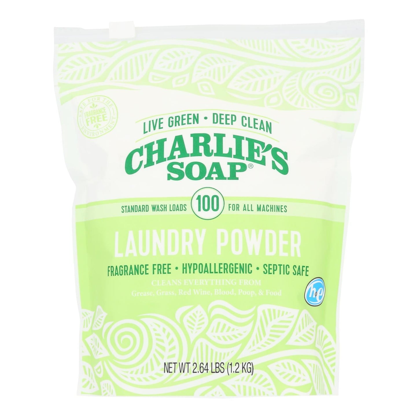 Charlies Soap Powder Laundry Detergent, 100 Loads, 2.64 Lb, 6-Pack