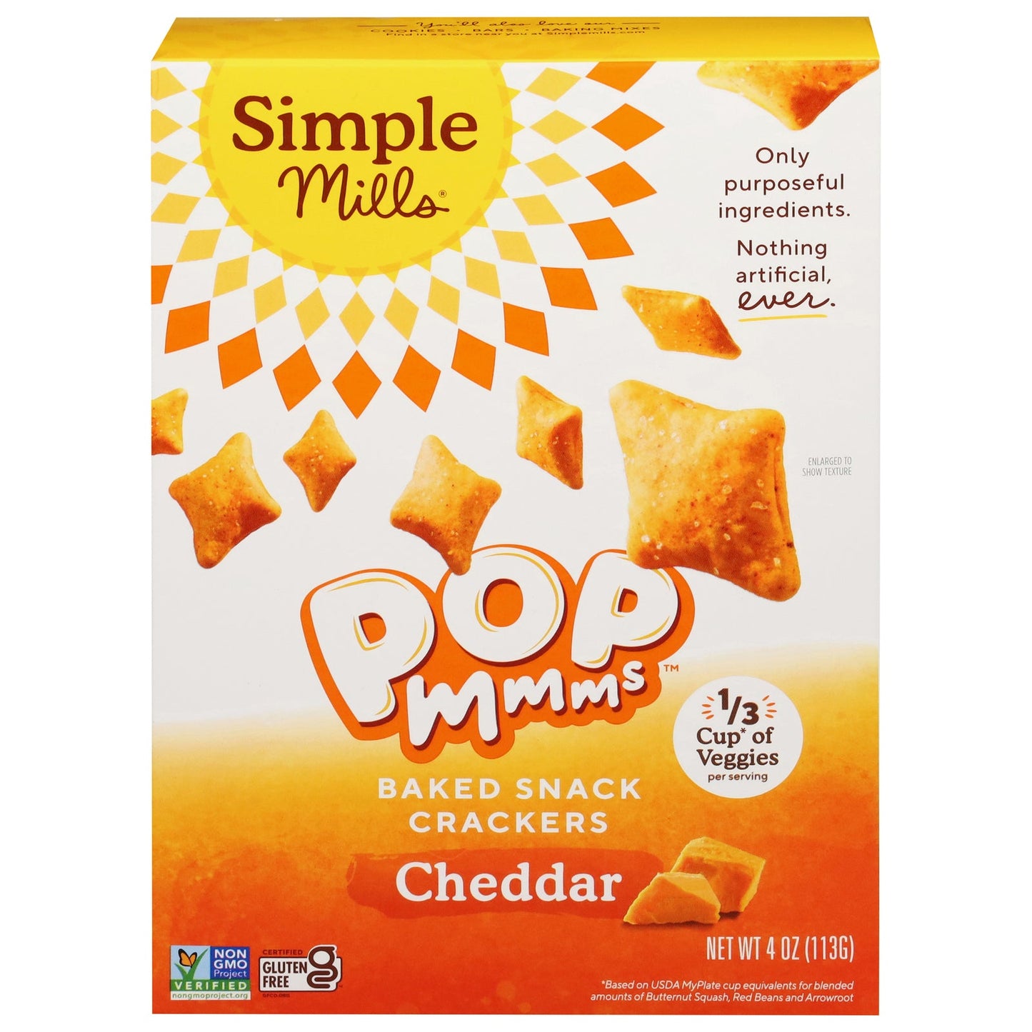 Simple Mills - Crckr Popmmms Ched Veg - CS of 6-4 OZ