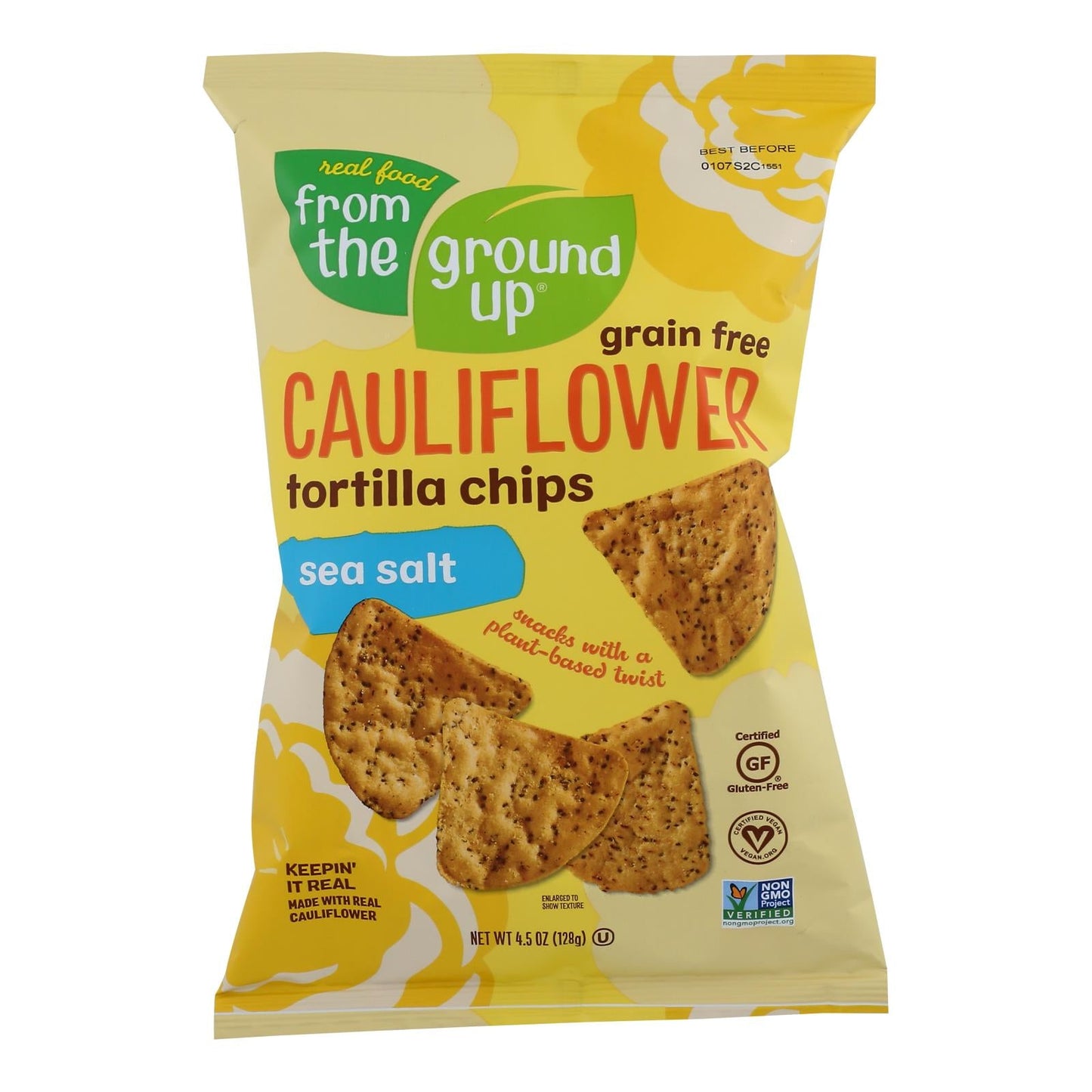 Cauliflower Tortilla Chips Sea Salt, 12-Pack (4.5 oz each)