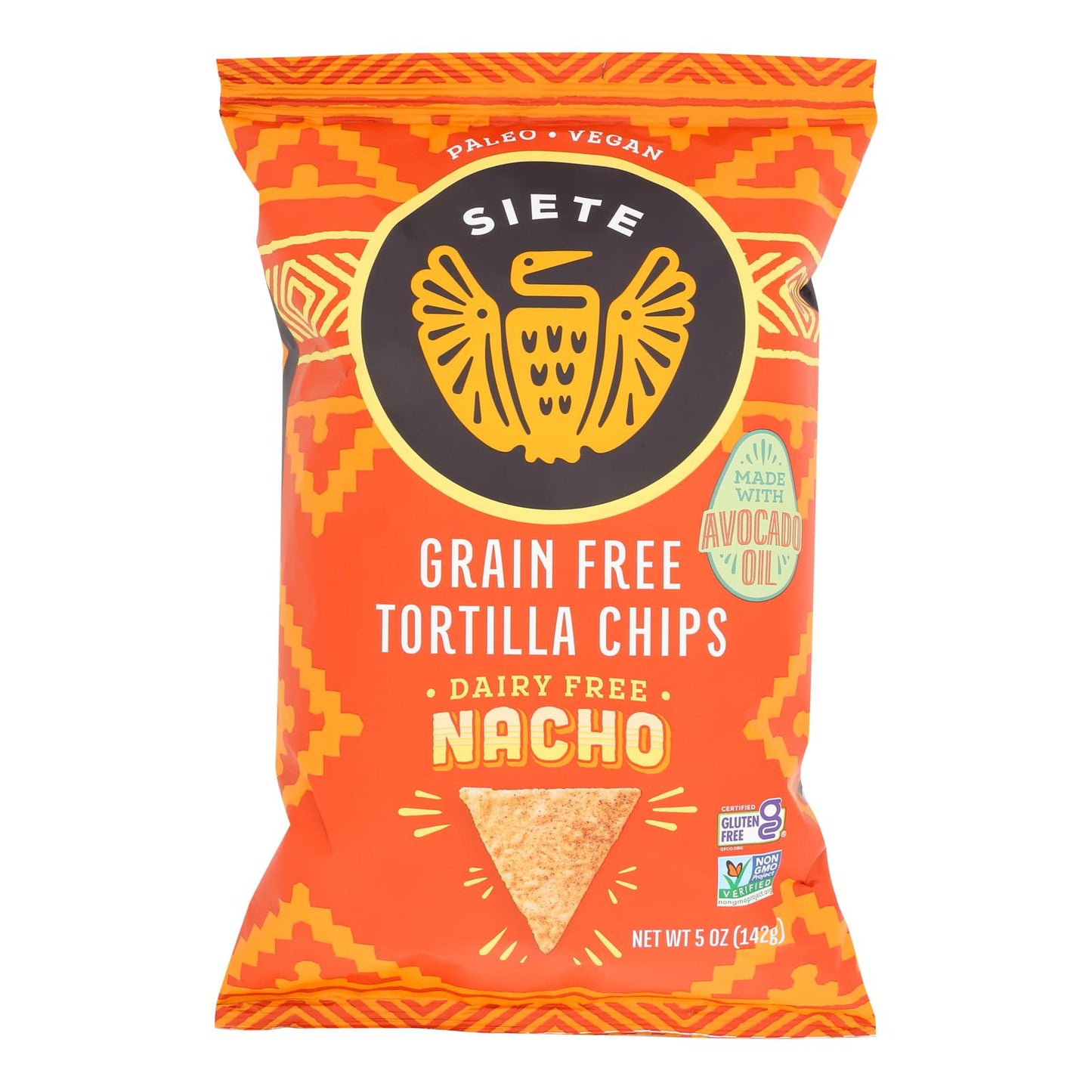 Siete Tortilla Chip - Nacho - Case Of 12 - 5 Oz