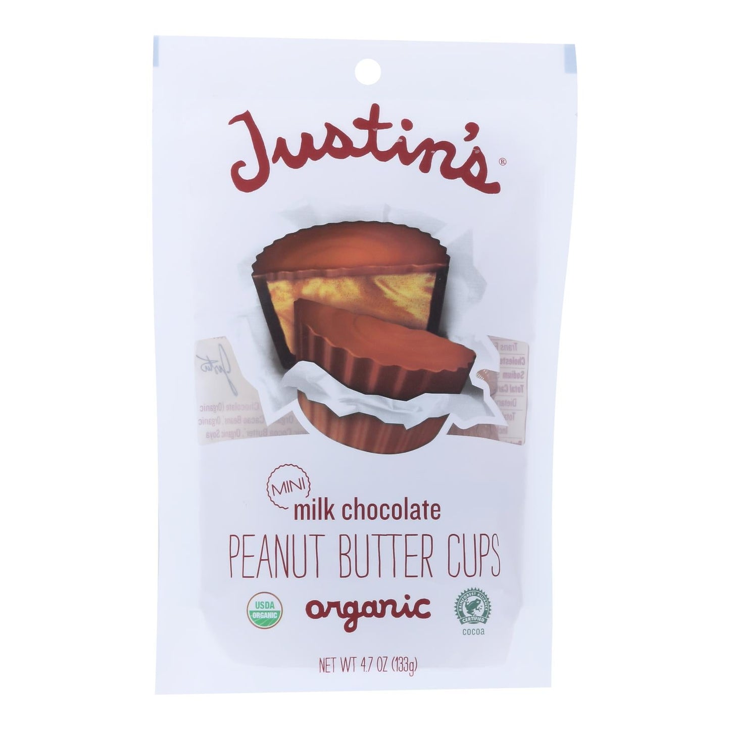 Justin's Milk Choc Mini Peanut Butter Cups, Organic, 6-Pack