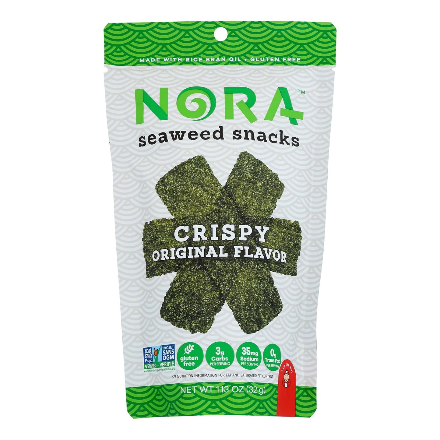 Nora Snacks Original Seaweed Crisps, 12 Pack, 1.13 Oz Each