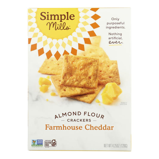 Simple Mills Cheddar Almond Crackers - 6 Pack, 4.25 Oz Each