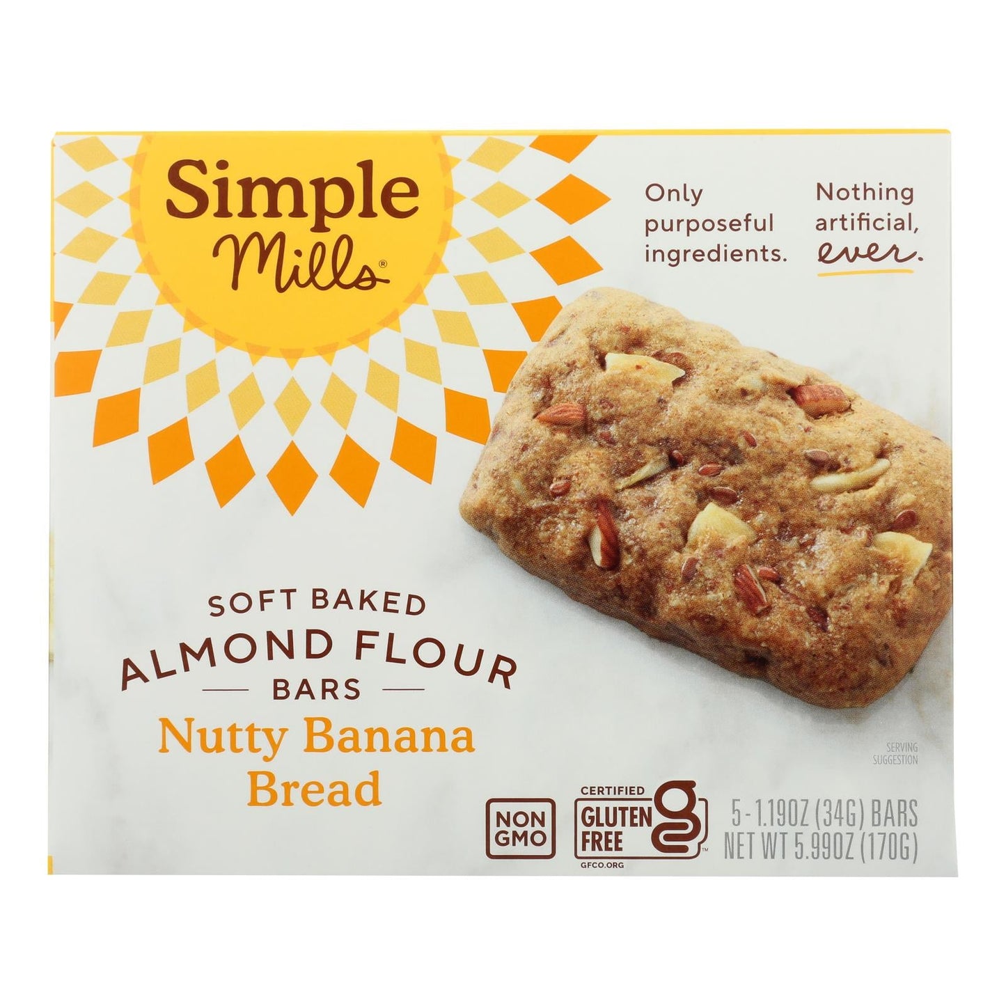 Simple Mills Nutty Banana Bread Bars, 6-Pack, 5.99 oz