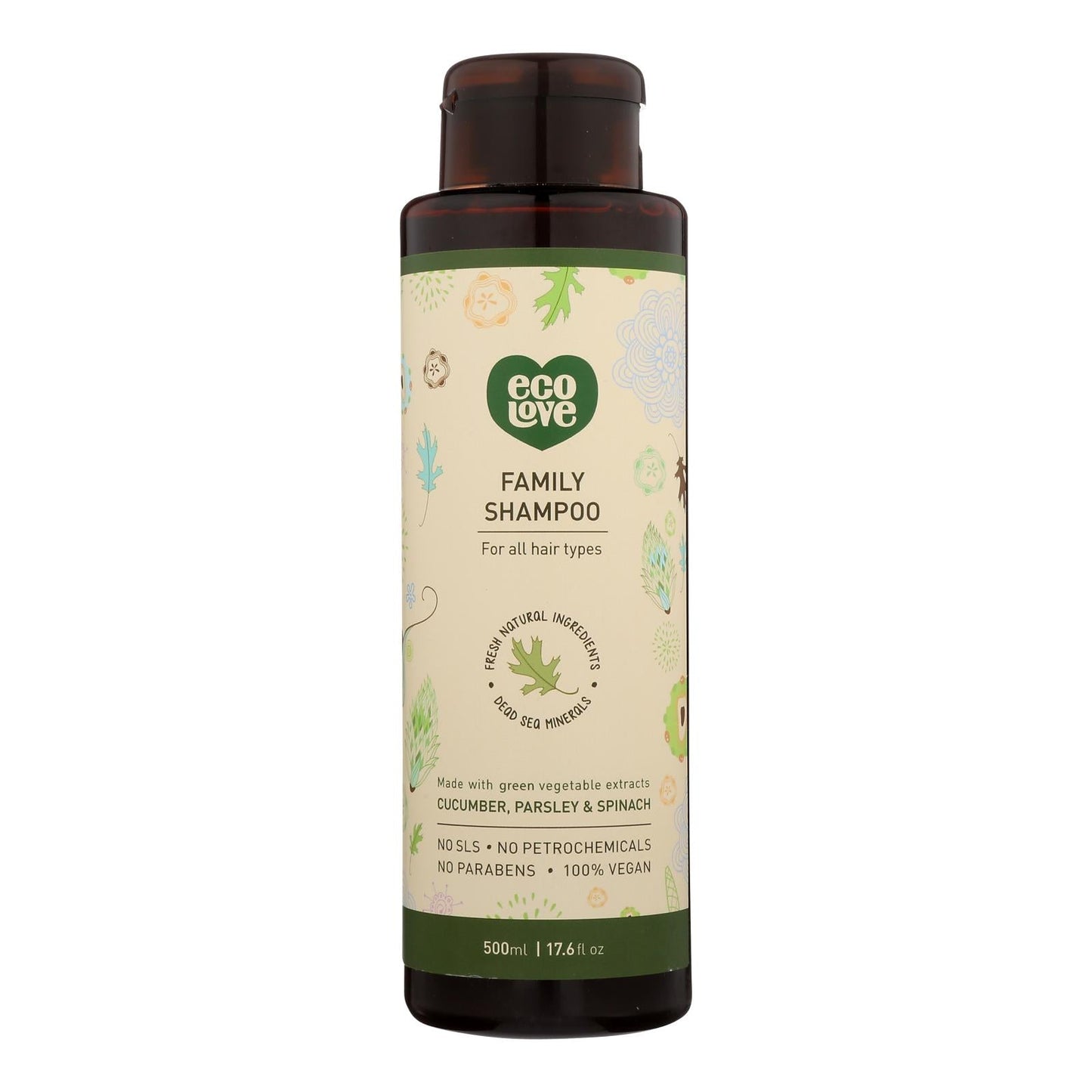 Ecolove Green Veggie Shampoo - All Hair Types, 17.6 Fl Oz