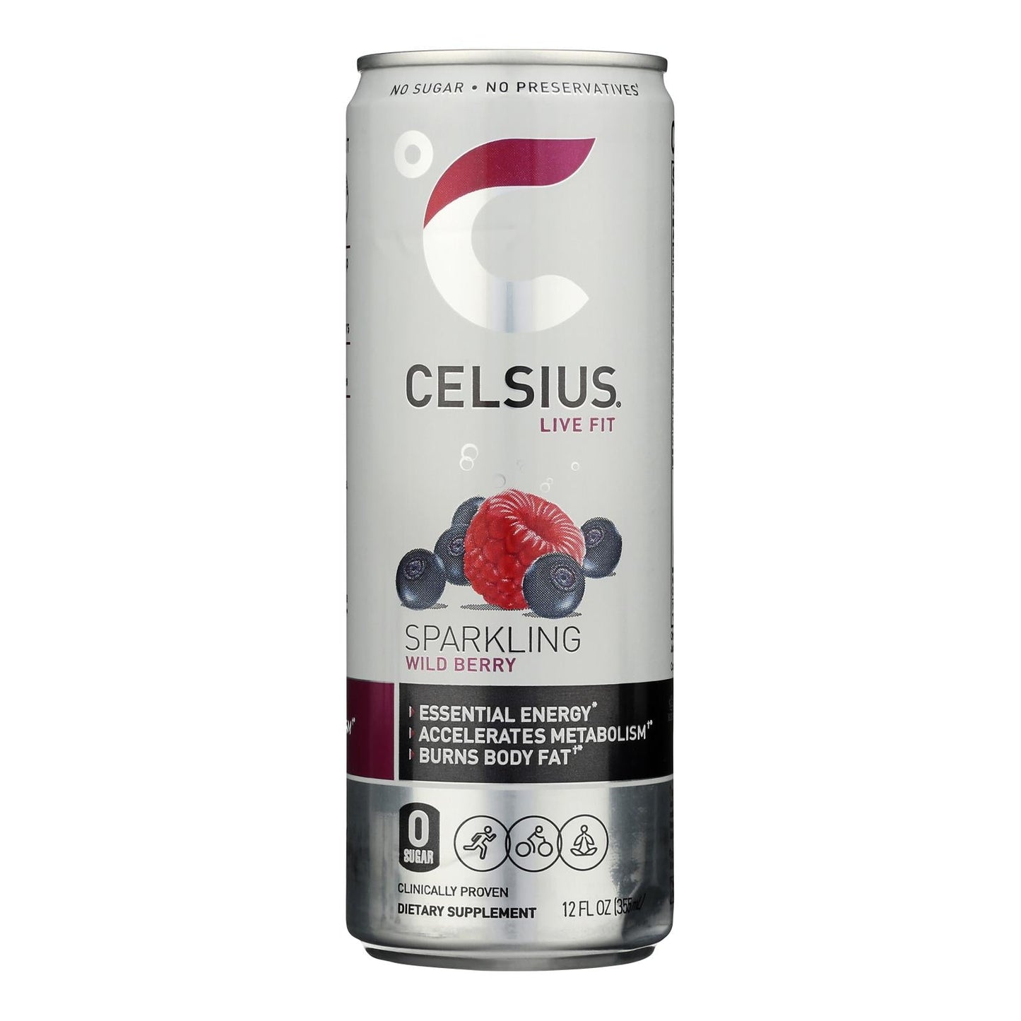 Celsius Wild Berry Sparkling Supplement - 12 Pack, 12 oz Each