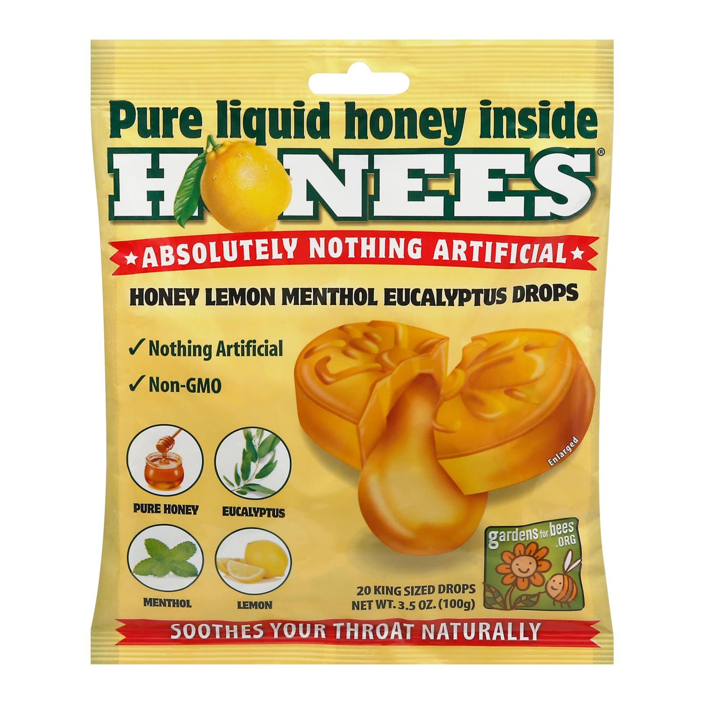 Honees Honey Lemon Menthol Cough Drops - 20 Count