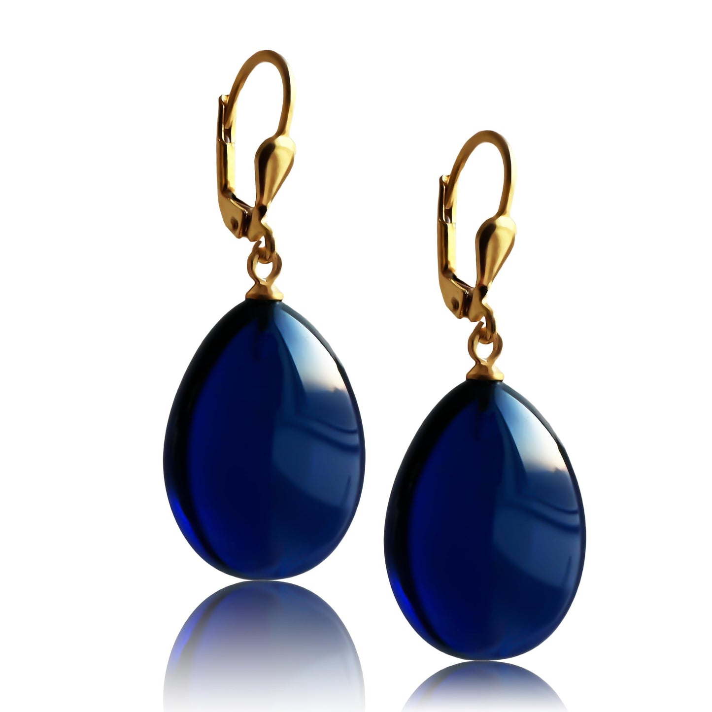 Blue Amber Earrings for Women, Handmade 1.5x0.59inch Sterling Silver Drop & Dangle Luxury Earrings, Amber Beads Gift for Women, Unique Jewelry for Mom (Blue)