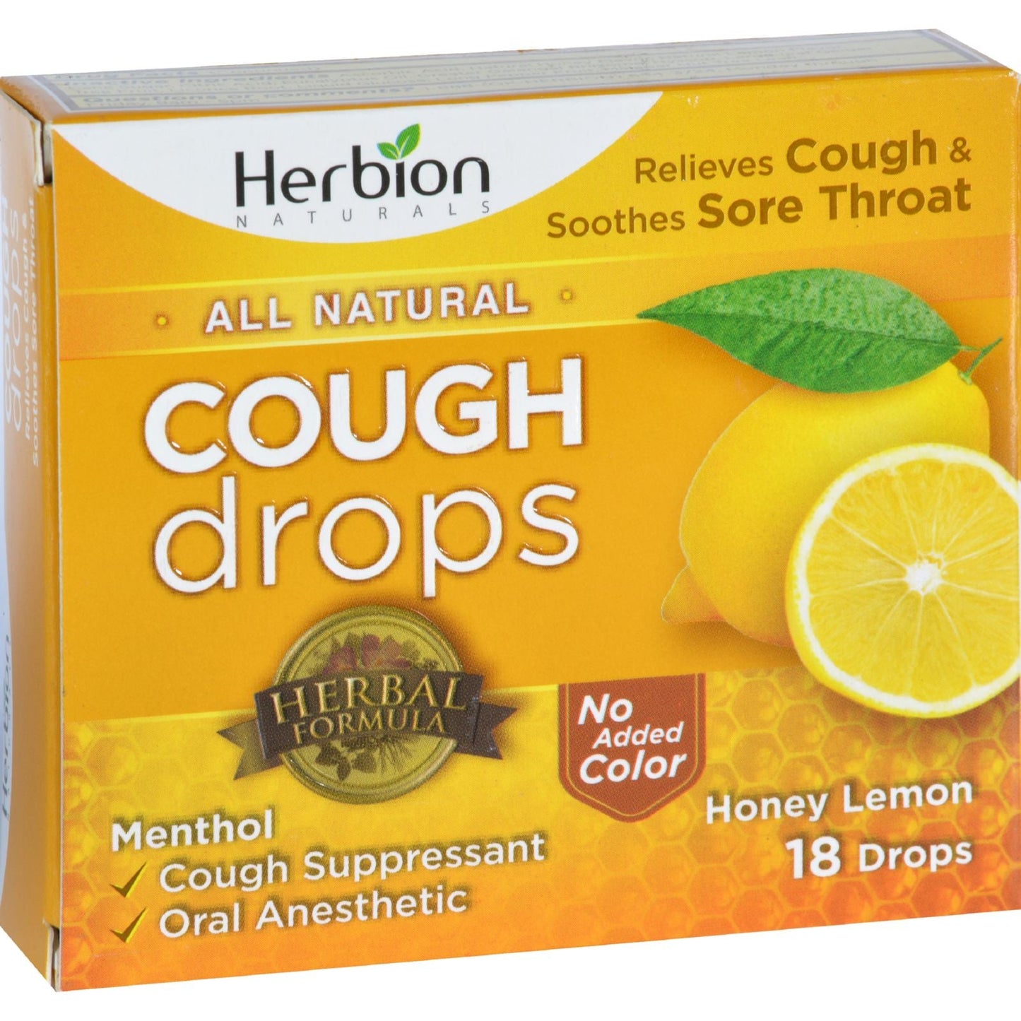 Herbion Honey Lemon Cough Drops - 18 All-Natural Drops