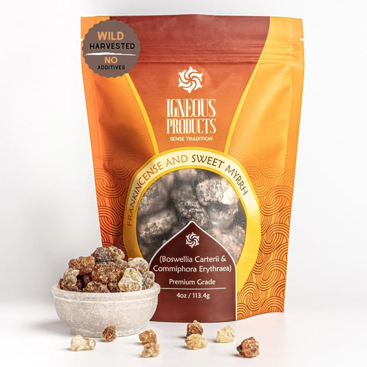 Igneous Products Frankincense and Myrrh Resin 4 oz 113.4 Grams Biblical Sacred Incense 2024 Harvest Pure Frankincense for Homes Churches and Spiritual Rituals
